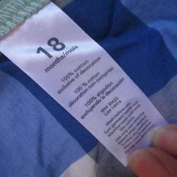 Carter's Boys T-shirt Button Down Size 18 Months Blue/Green Plaid - Picture 4 of 4